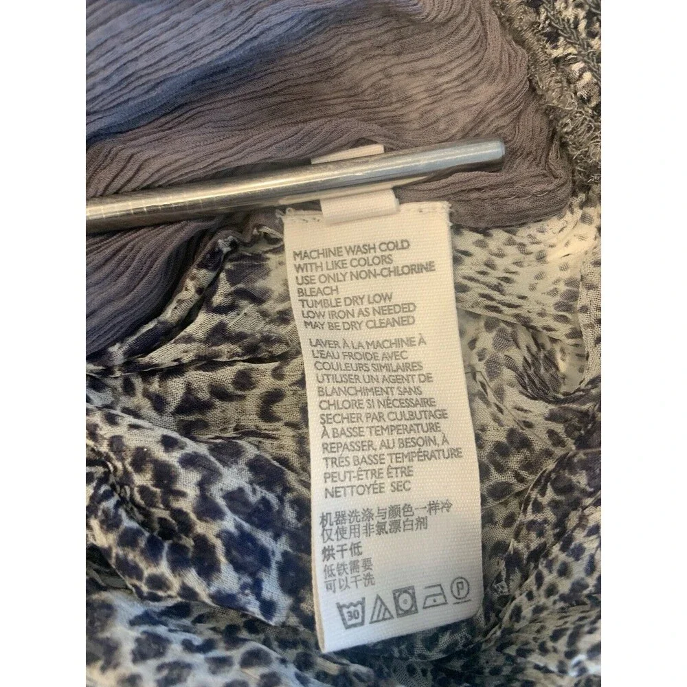 FREE PEOPLE Womens XS Black White Snake Animal Print Long Balloon Sleeve Blouse